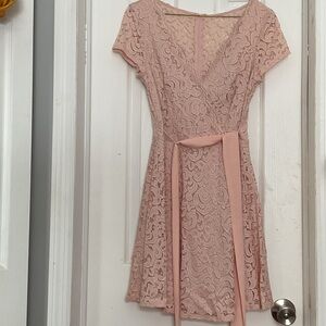 B Darlin Blush Lace Mini Dress